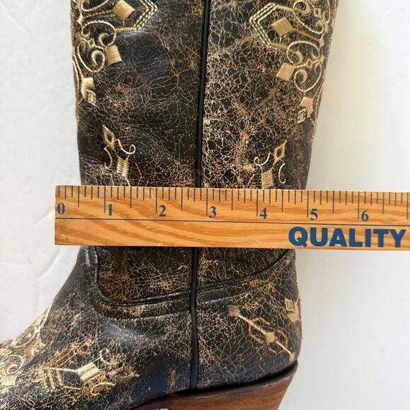 Circle G Marietta Brown Distressed Leather Embroidered Cowboy Snip Boot Sz 8.5 M - Picture 11 of 11